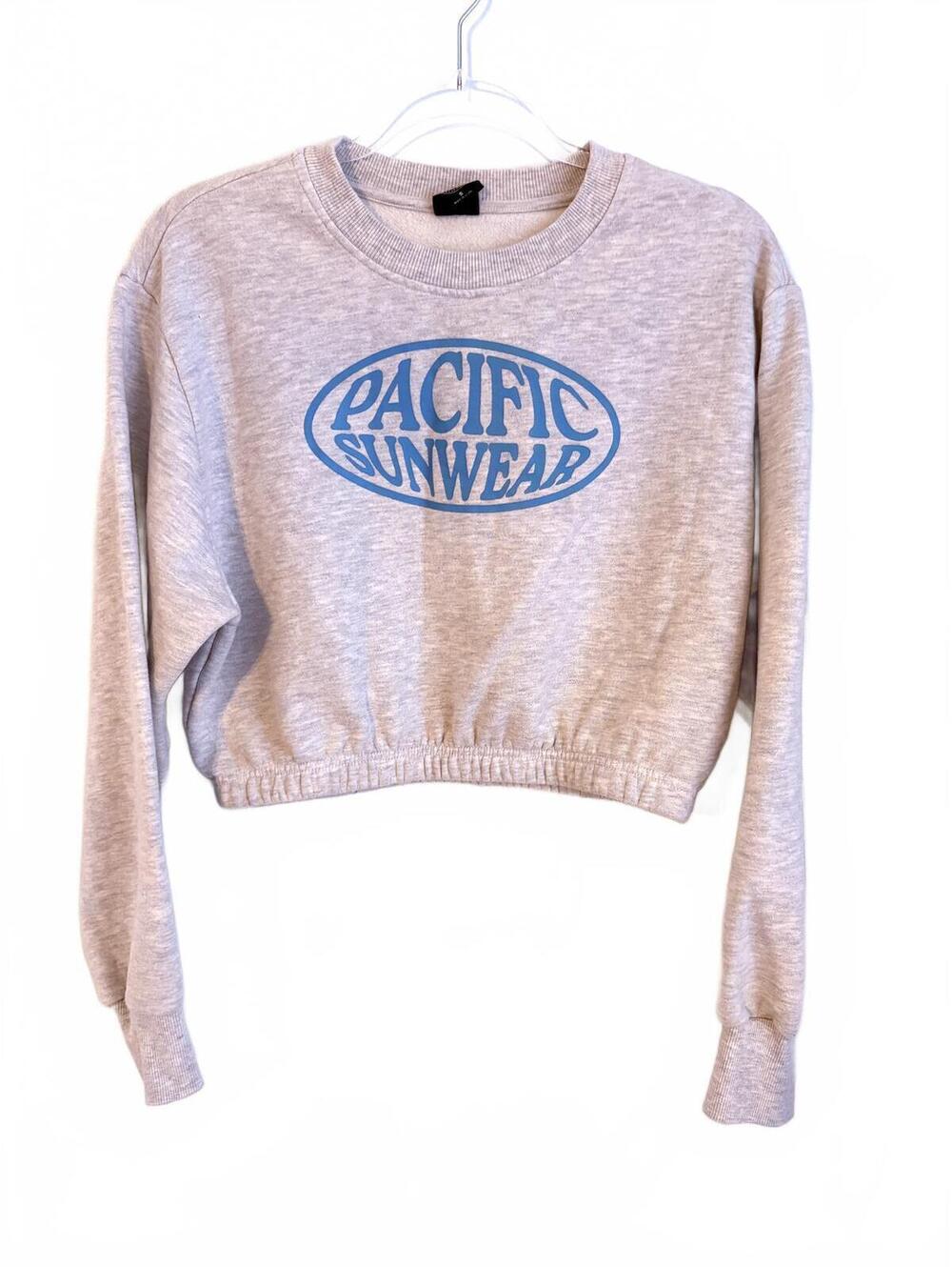 PacSun | Women’s Crewneck Cropped Elastic Gray Sweatshirt Pacific Sunwear Size S